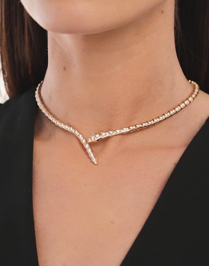Carave Paris Rose Gold Wrap Tennis Collar Necklace