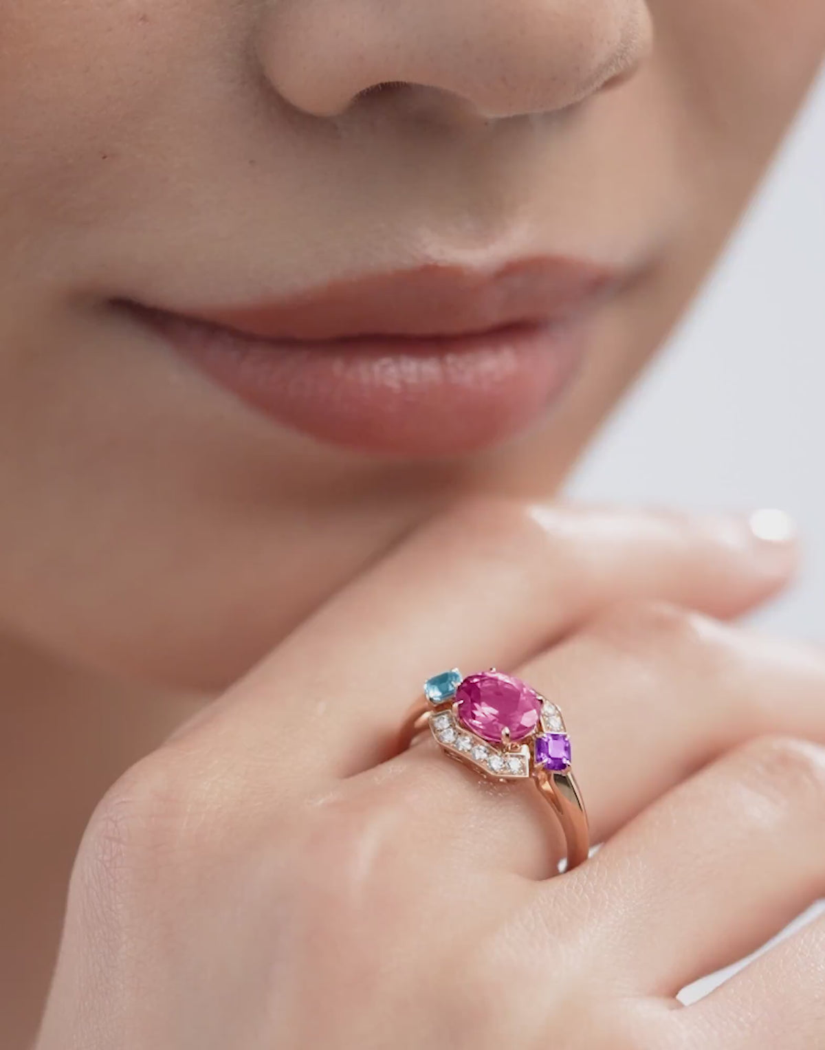 Carave Paris Art Deco Gemstone Halo Ring