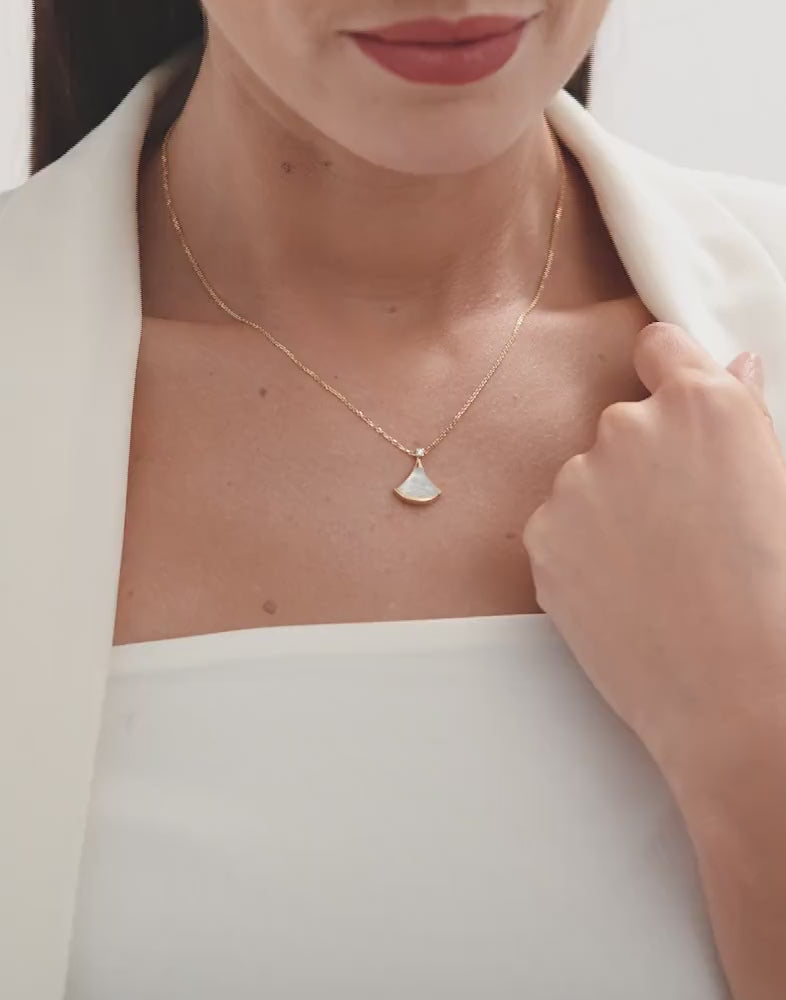 Carave Paris Mother of Pearl Fan Pendant Necklace