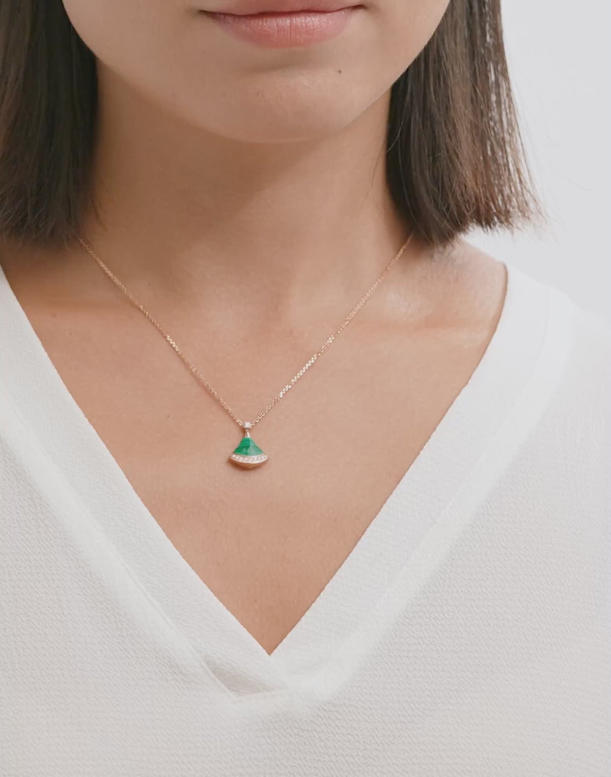 Carave Paris Green Fan Gemstone Pendant Necklace