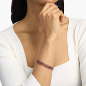 Red Garnet Sterling Silver Double Row Tennis Bracelet