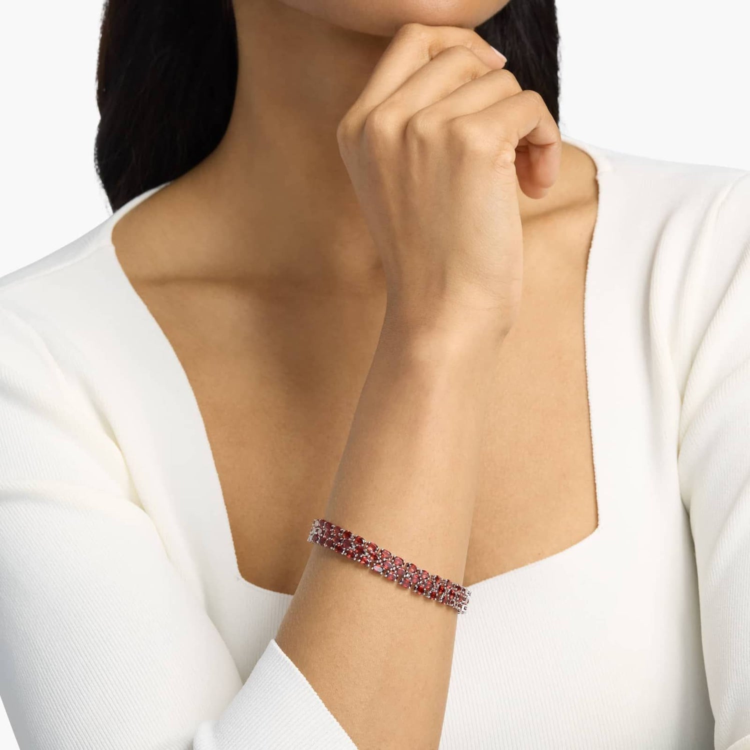 Carave Paris Red Garnet Multi-Row Tennis Bracelet