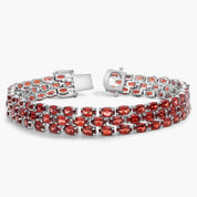 Red Garnet Sterling Silver Double Row Tennis Bracelet