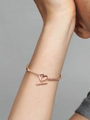 Sterling Silver Snake Chain Bracelet with Heart Clasp