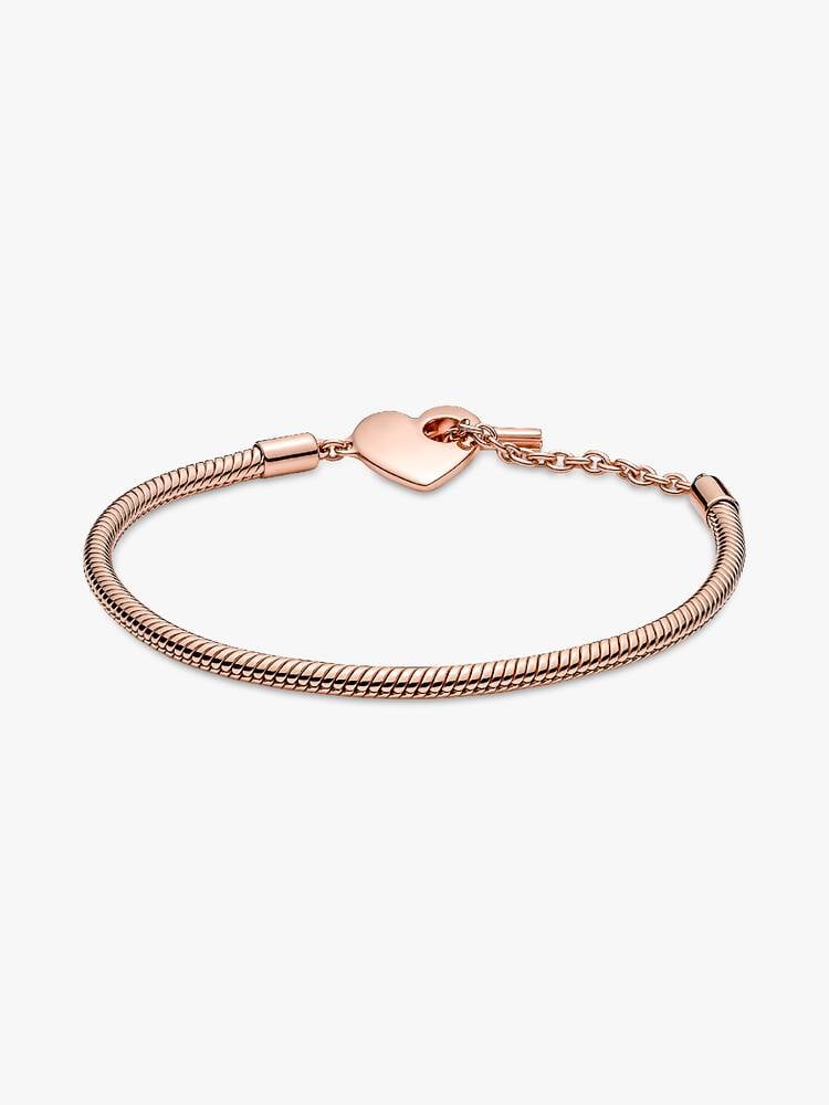 Sterling Silver Snake Chain Bracelet with Heart Clasp