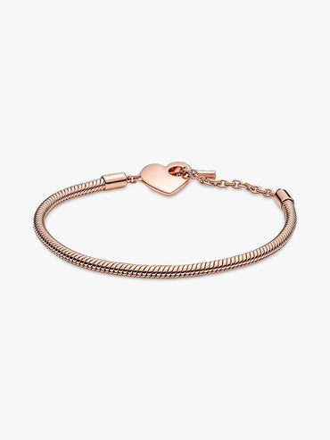 Carave Paris Rose Gold Heart Clasp Snake Chain Bracelet