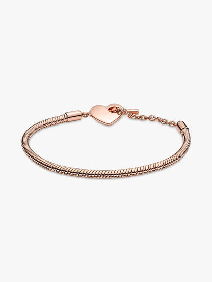 Carave Paris Rose Gold Heart Clasp Snake Chain Bracelet