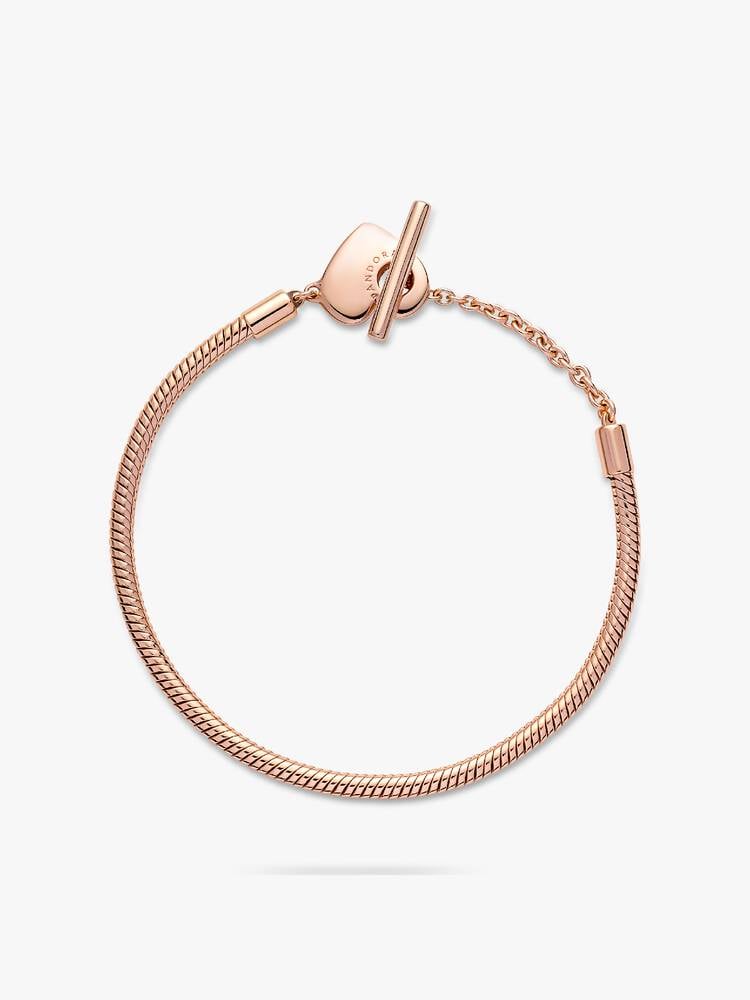 Sterling Silver Snake Chain Bracelet with Heart Clasp