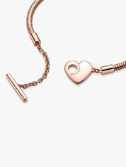 Sterling Silver Snake Chain Bracelet with Heart Clasp