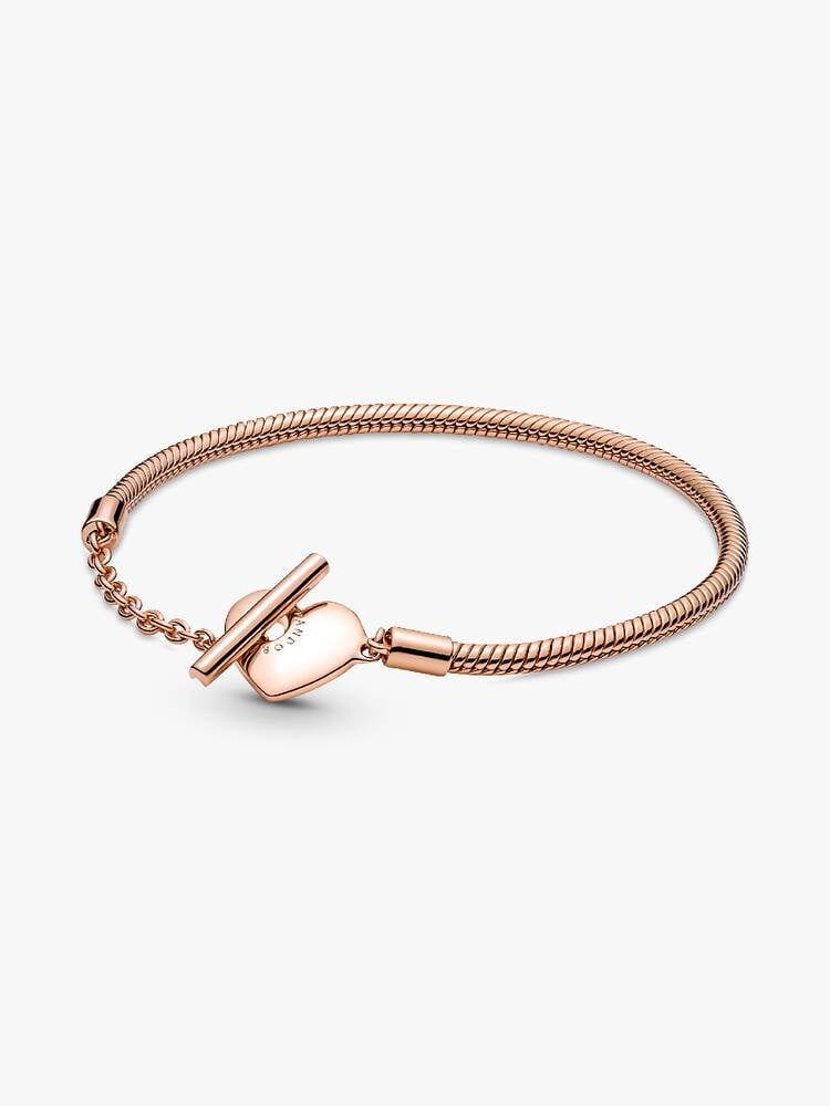 Sterling Silver Snake Chain Bracelet with Heart Clasp
