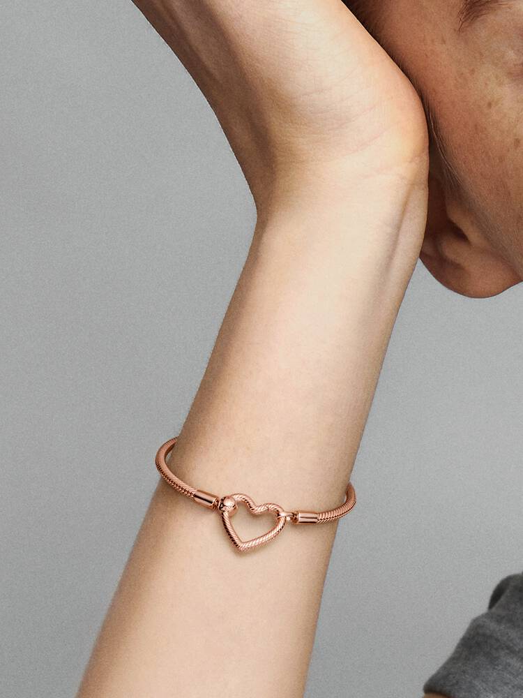 Sterling Silver Snake Chain Bracelet with Heart Clasp