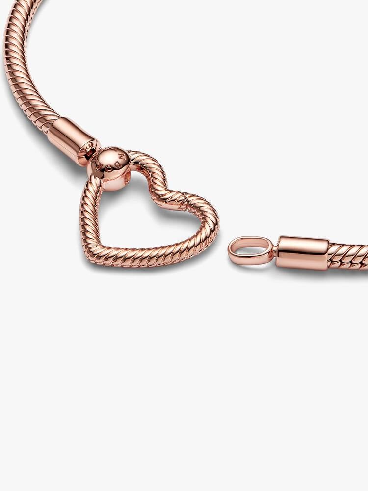 Sterling Silver Snake Chain Bracelet with Heart Clasp