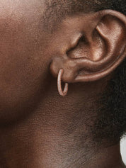 Rose Finish Sterling Silver Pavé Hoop Earrings