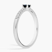 Sterling Silver Blue Sapphire Solitaire Diamond Band Ring