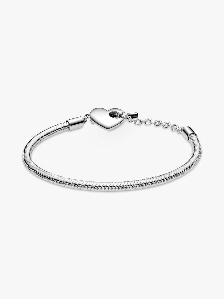 Carave Paris Silver Heart Clasp Snake Chain Bracelet
