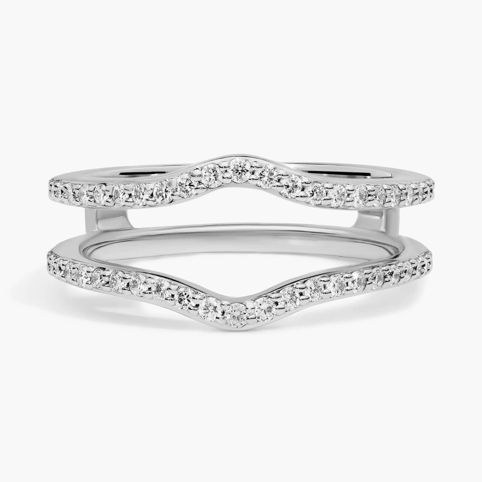 Sterling Silver Diamond Double Chevron Stack Ring for Women