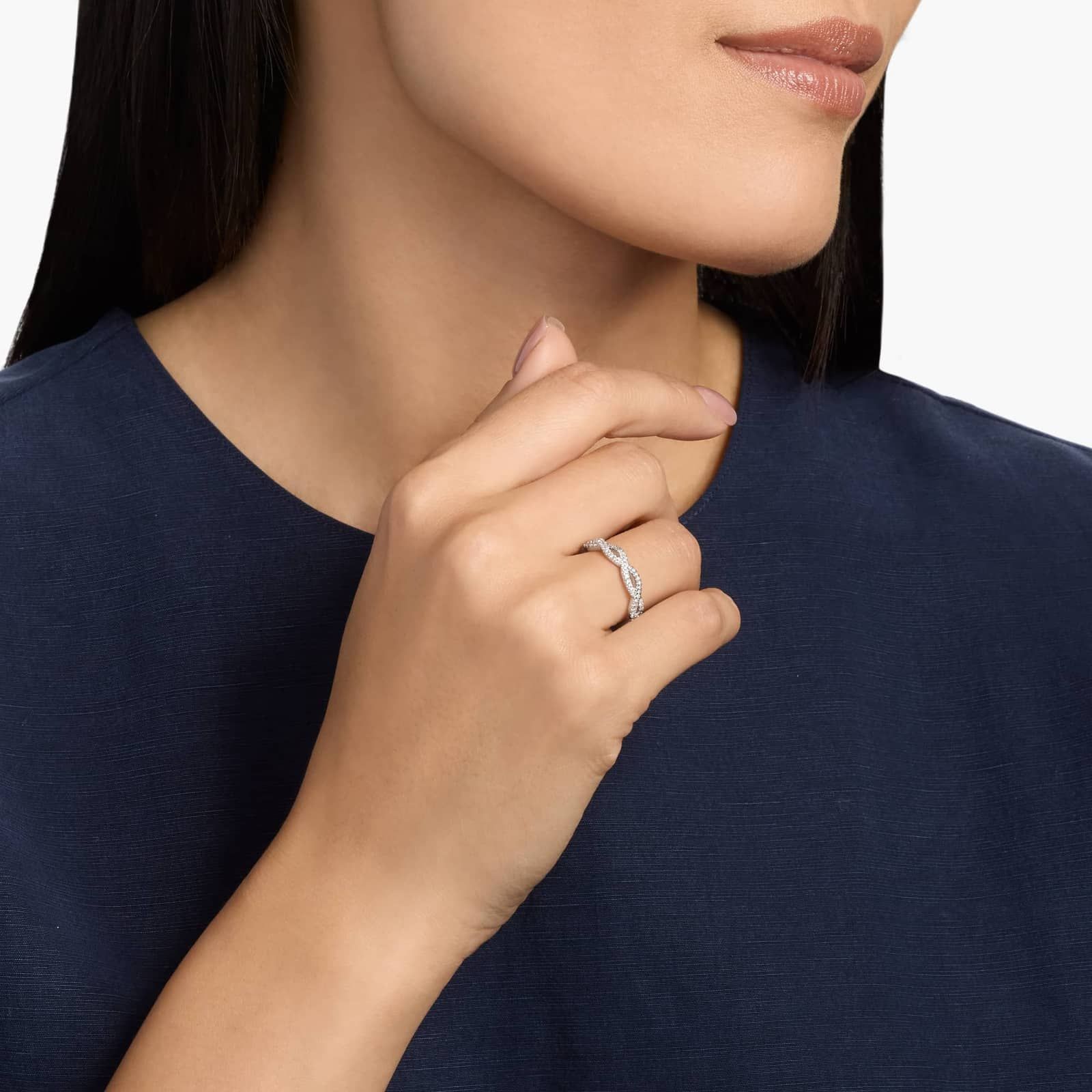 Sterling Silver Diamond Infinity Band Ring