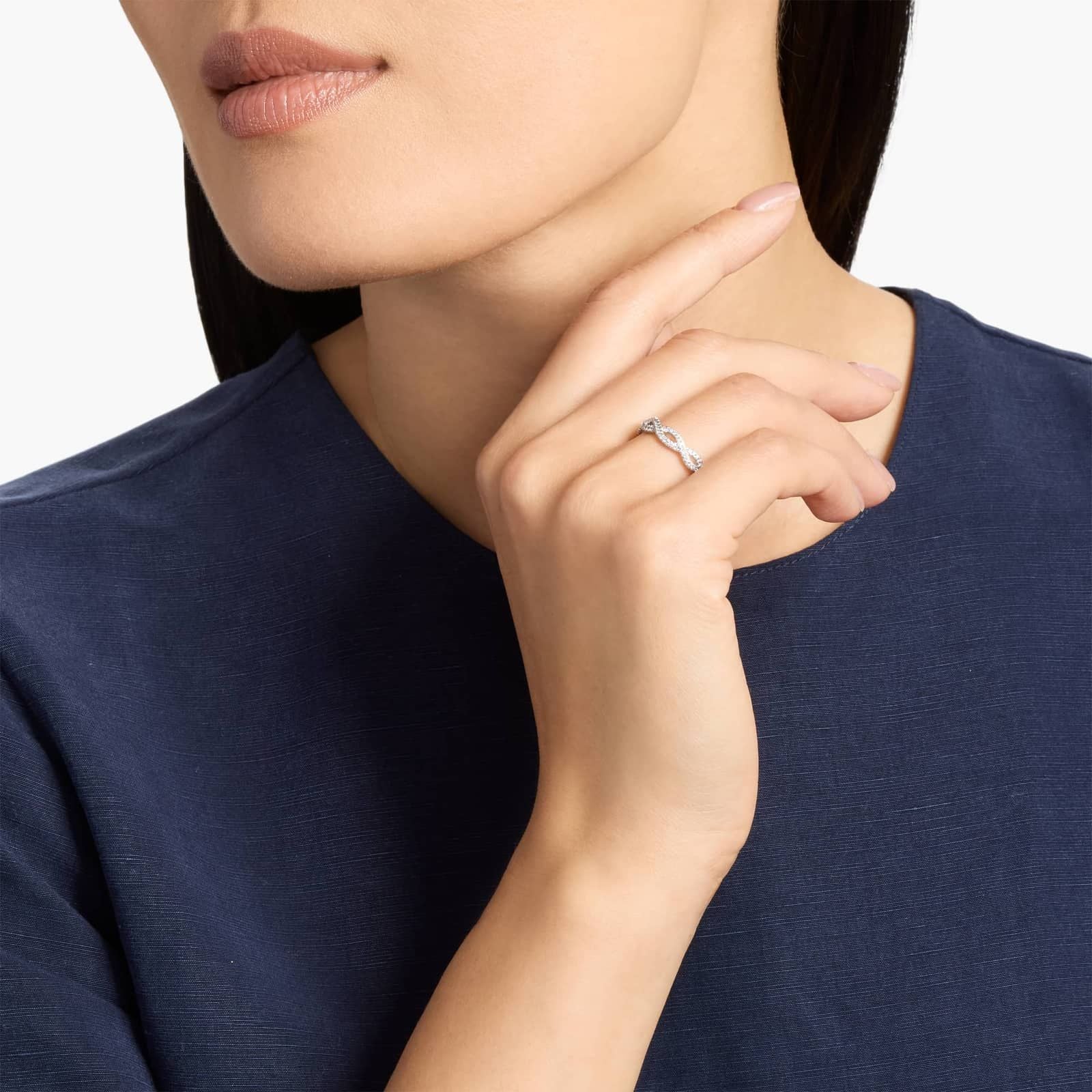 Sterling Silver Diamond Infinity Band Ring