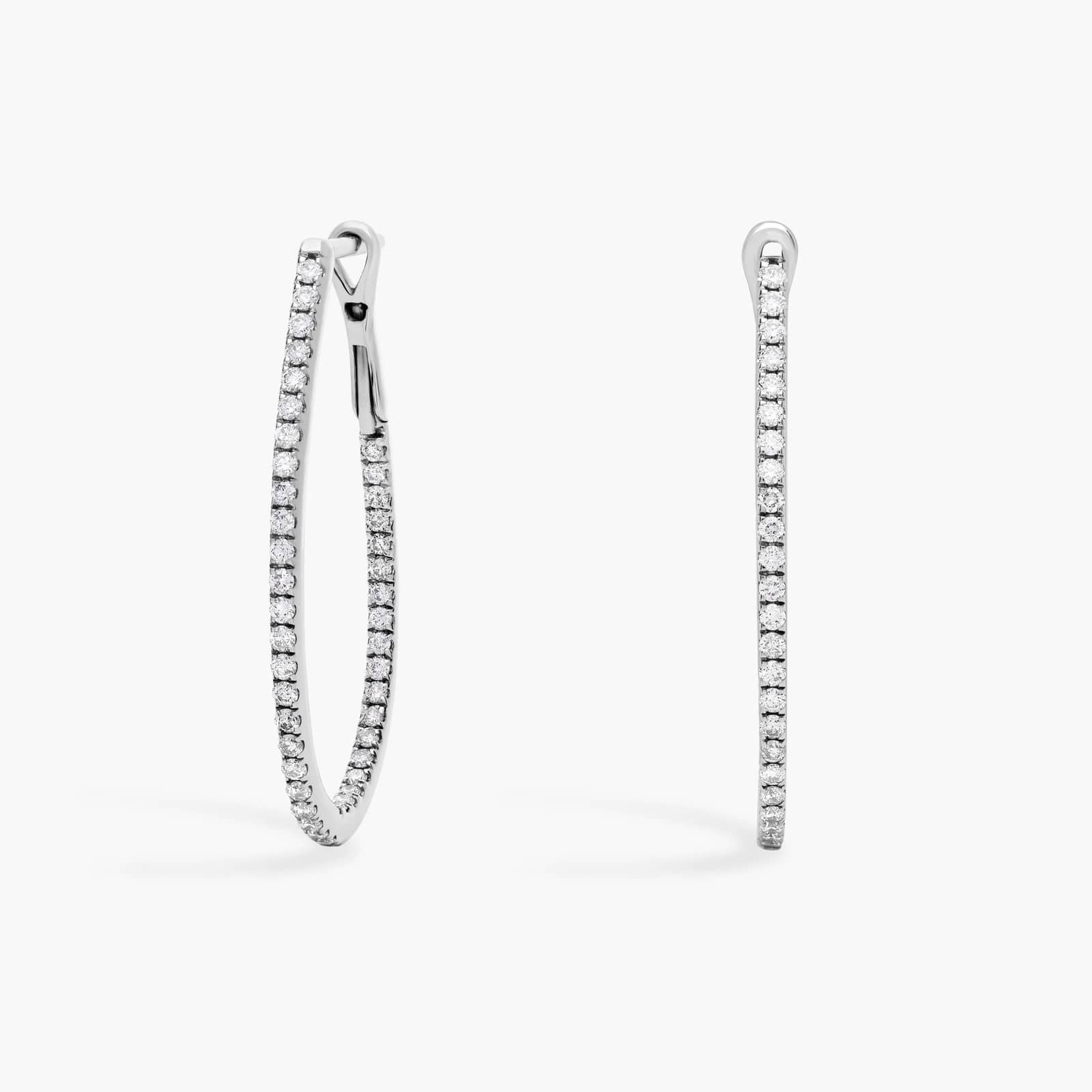 Sterling Silver Diamond Line Hoop Earrings