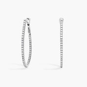 Sterling Silver Diamond Line Hoop Earrings