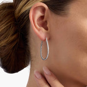 Sterling Silver Diamond Line Hoop Earrings