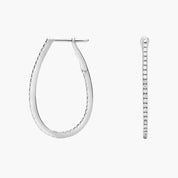 Sterling Silver Diamond Line Hoop Earrings