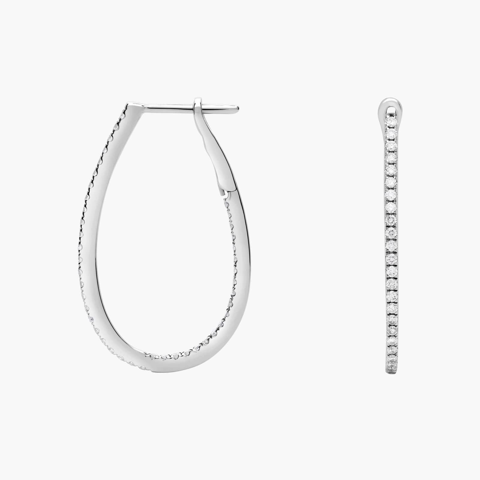 Sterling Silver Diamond Line Hoop Earrings