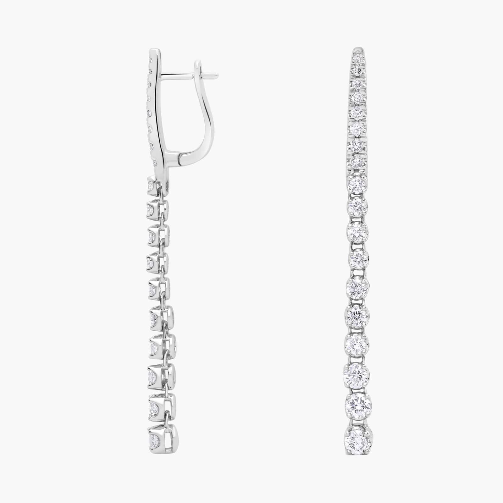 Sterling Silver Diamond Linear Drop Earrings