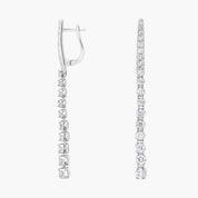 Sterling Silver Diamond Linear Drop Earrings