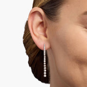 Sterling Silver Diamond Linear Drop Earrings