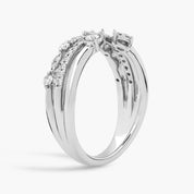 Sterling Silver Diamond Stacked Open Band Ring