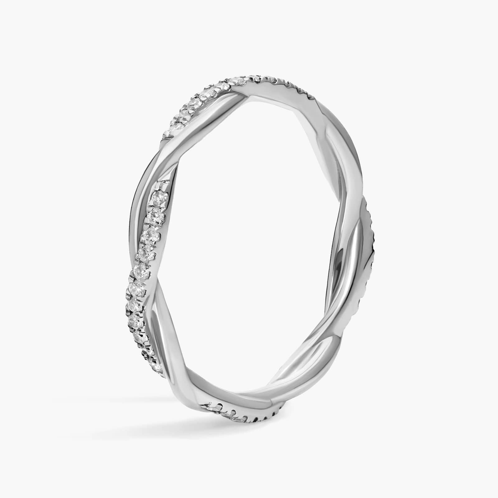 Sterling Silver Diamond Twisted Band Ring