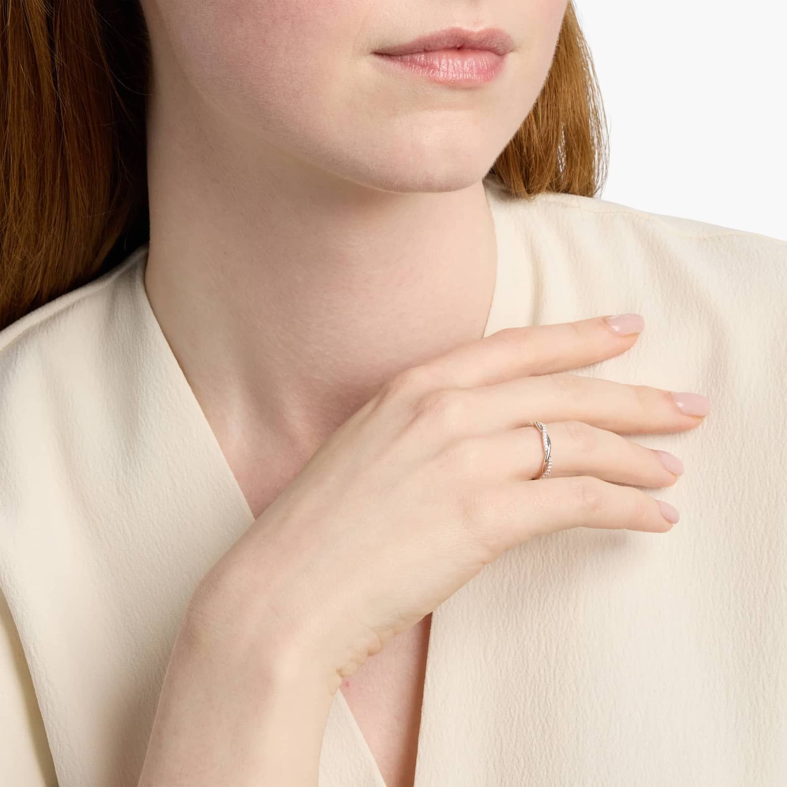 Sterling Silver Diamond Twisted Band Ring