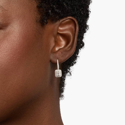 Carave Paris Emerald Cut Halo Drop Earrings