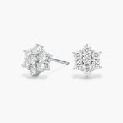 Sterling Silver Floral Cluster Stud Earrings