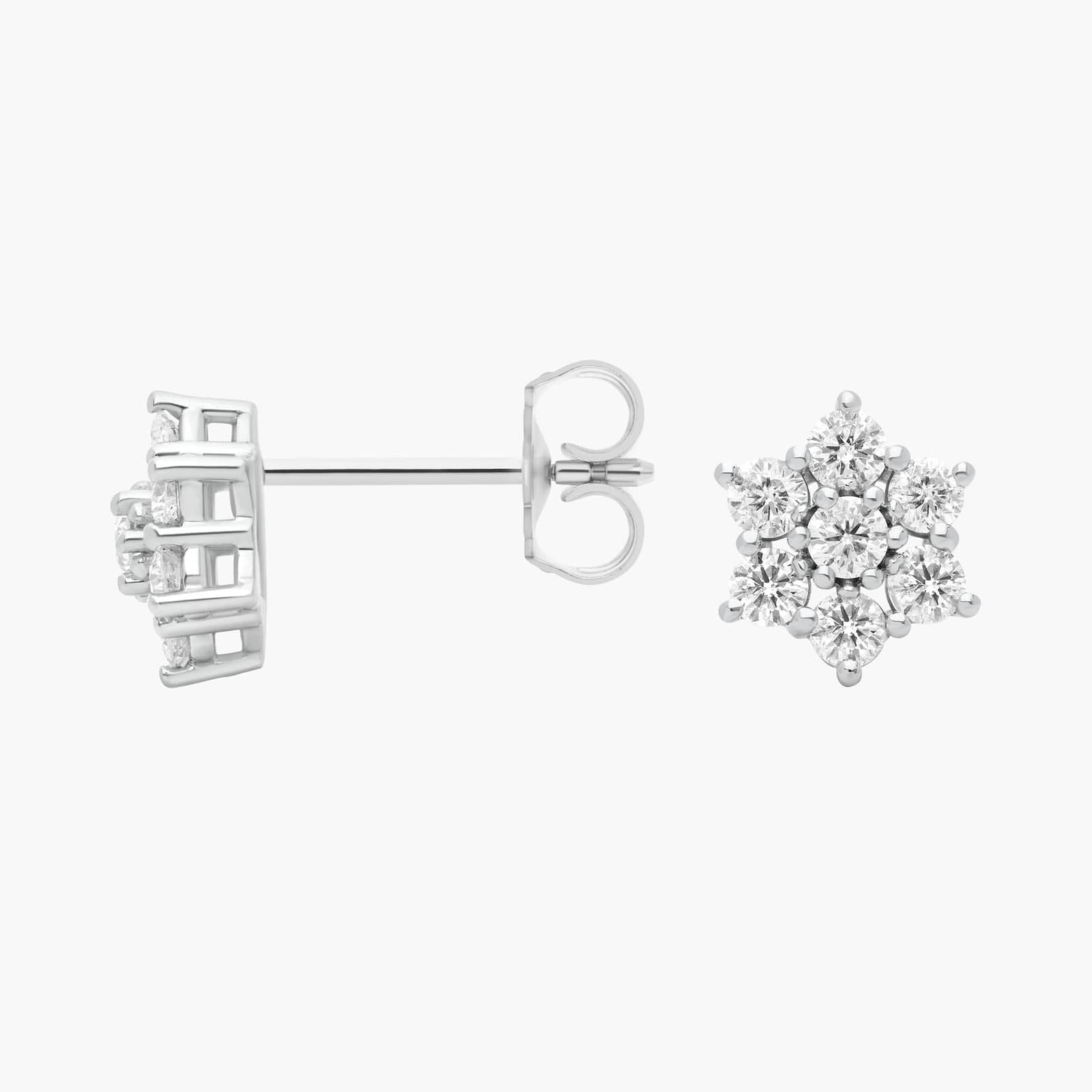 Sterling Silver Floral Cluster Stud Earrings