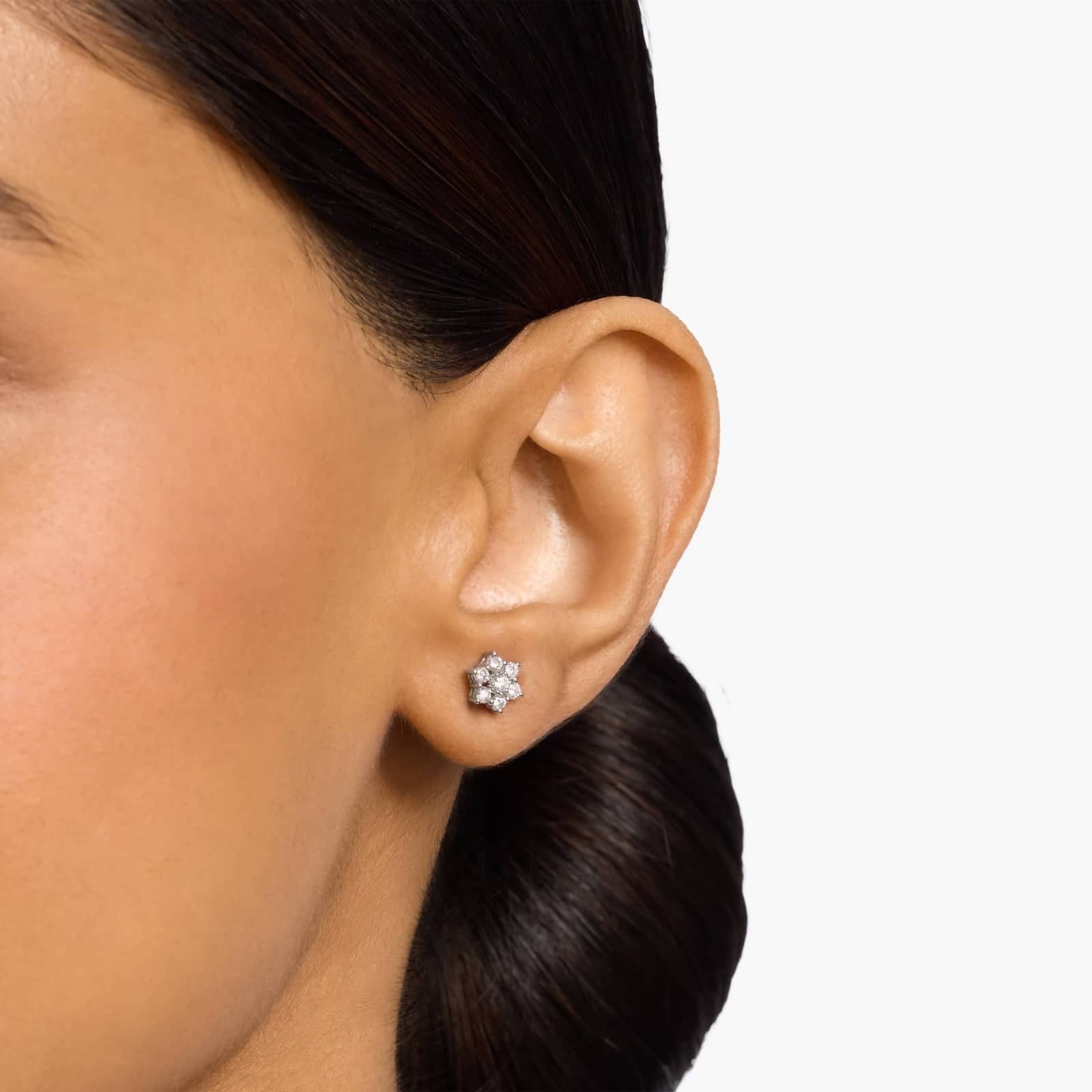 Sterling Silver Floral Cluster Stud Earrings