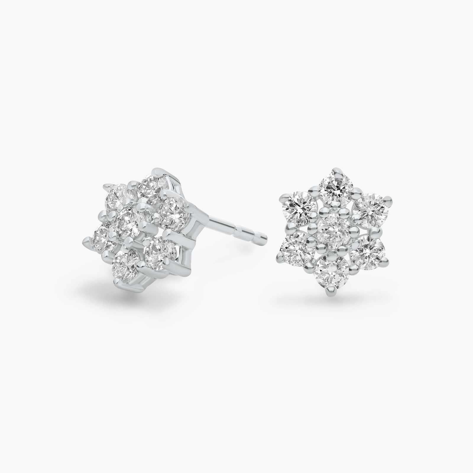 Sterling Silver Floral Cluster Stud Earrings