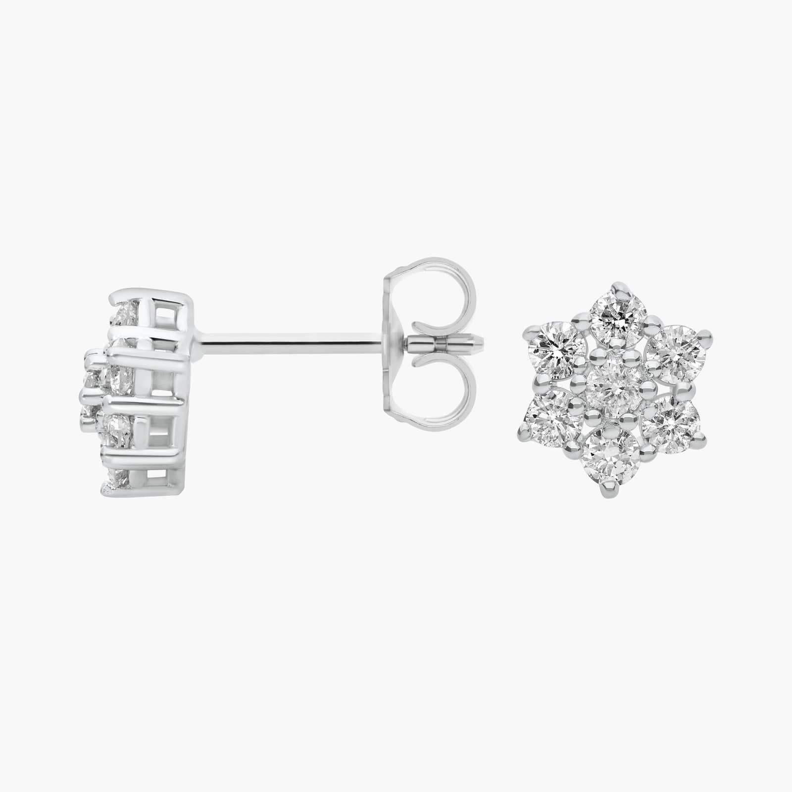 Sterling Silver Floral Cluster Stud Earrings
