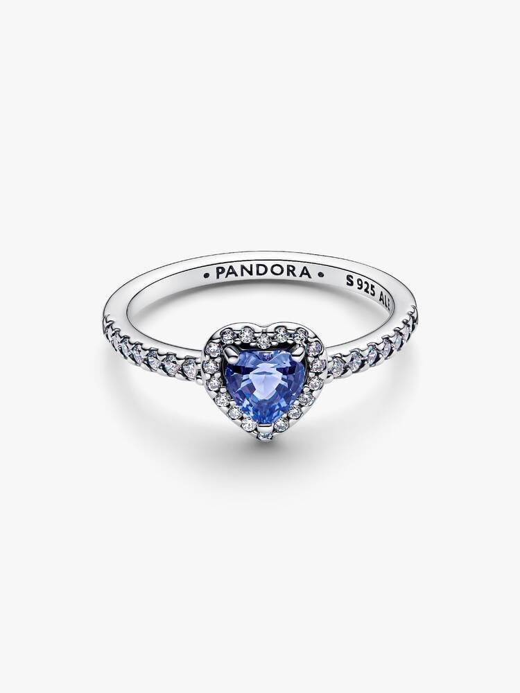 Sterling Silver Blue Heart Stone Halo Ring for Women