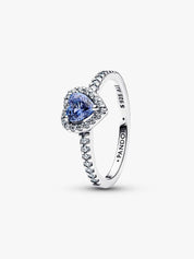Sterling Silver Blue Heart Stone Halo Ring for Women