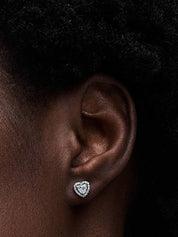 Sterling Silver Heart Halo Stud Earrings