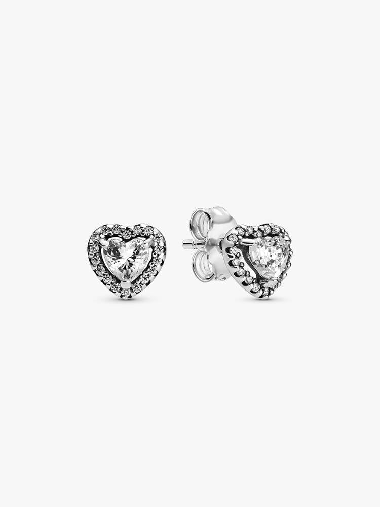 Sterling Silver Heart Halo Stud Earrings