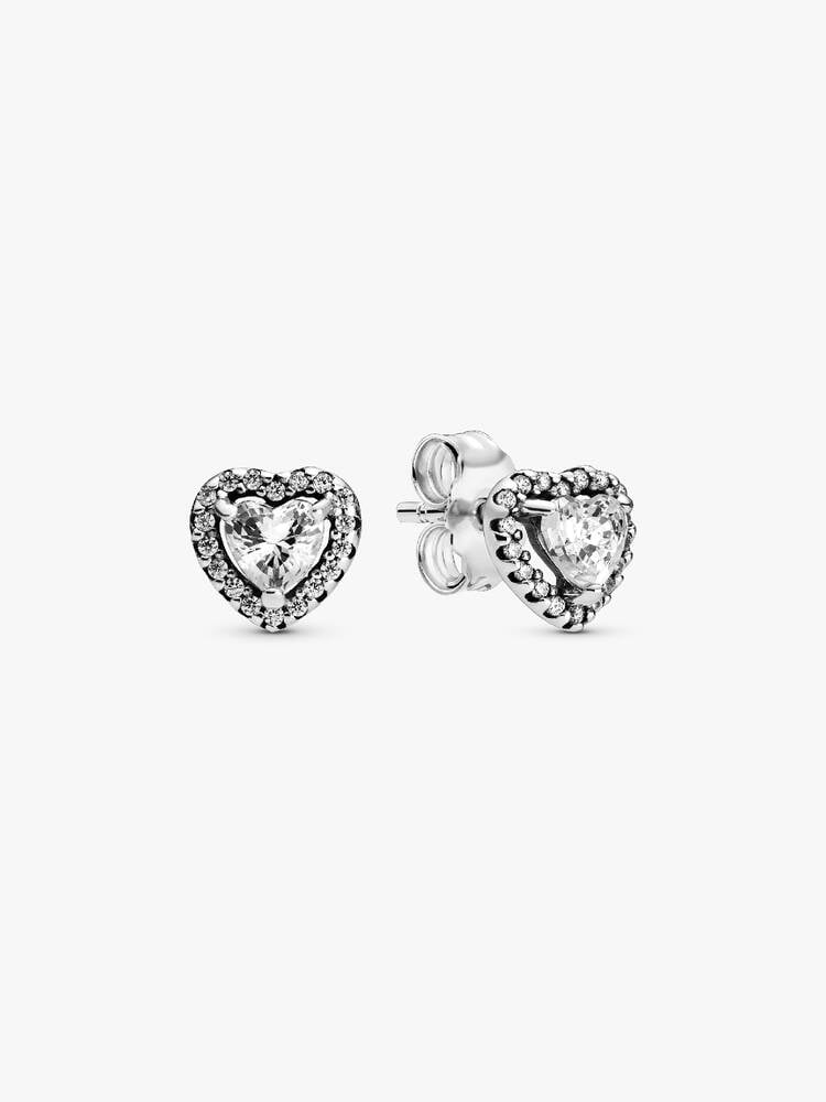 Sterling Silver Heart Halo Stud Earrings