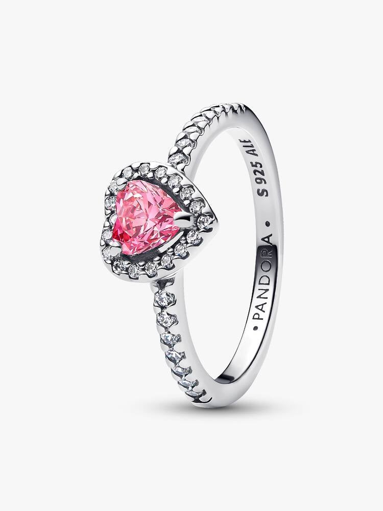 Sterling Silver Pink Heart Stone Halo Ring for Women