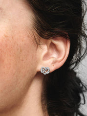 Sterling Silver Infinity Heart Stud Earrings