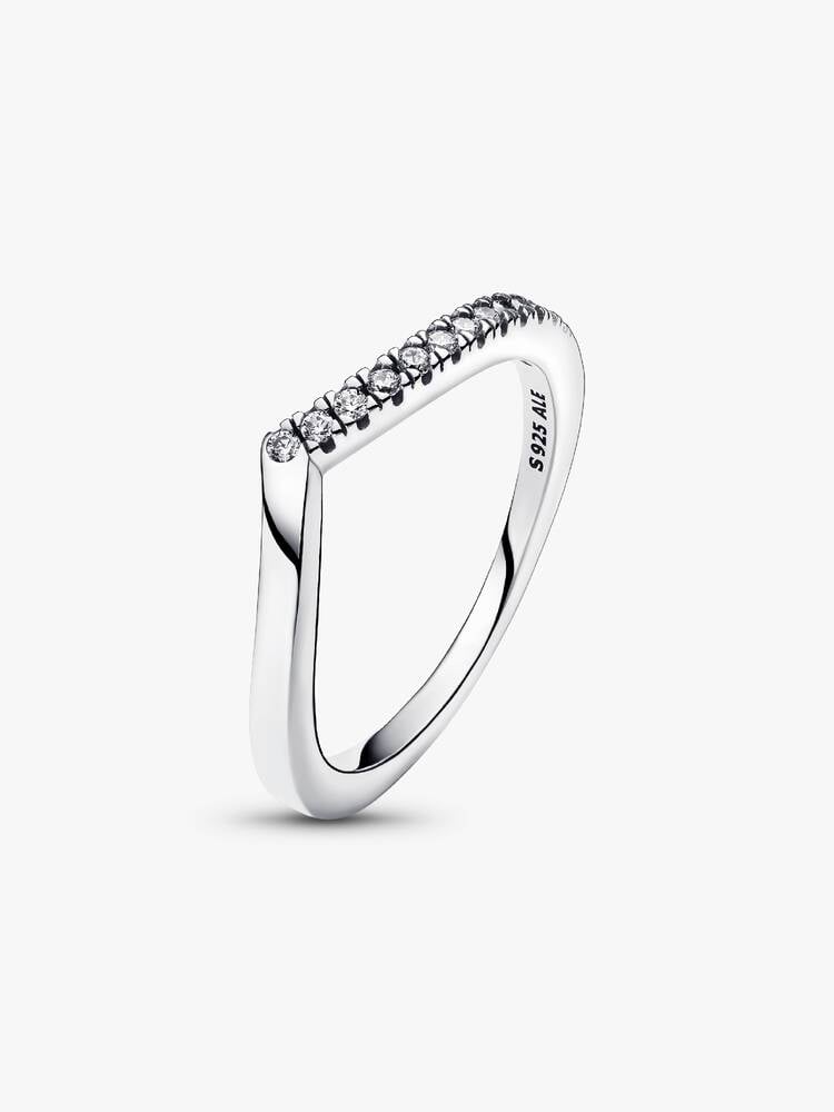 Sterling Silver Minimal Pave V Shape Diamond Ring for Women