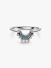Sterling Silver Blue Moon Halo Stone Ring for Women