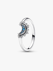 Sterling Silver Blue Moon Halo Stone Ring for Women