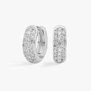 Sterling Silver Diamond Pave Huggie Hoop Earrings